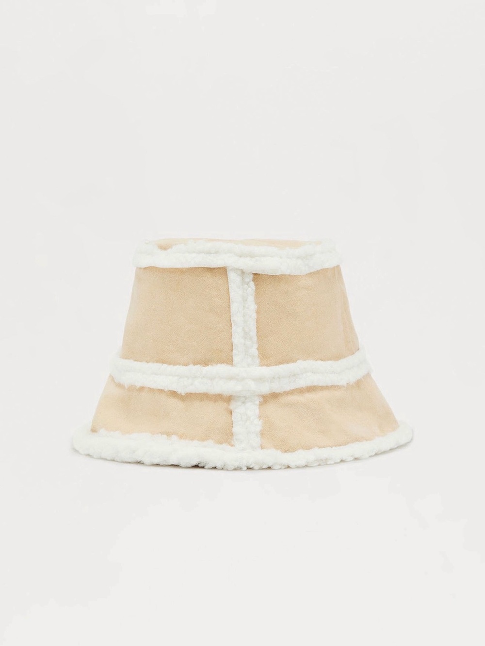 Fashion Nova Cream & Tan Sherpa Bucket Hat - Picture 3 of 3